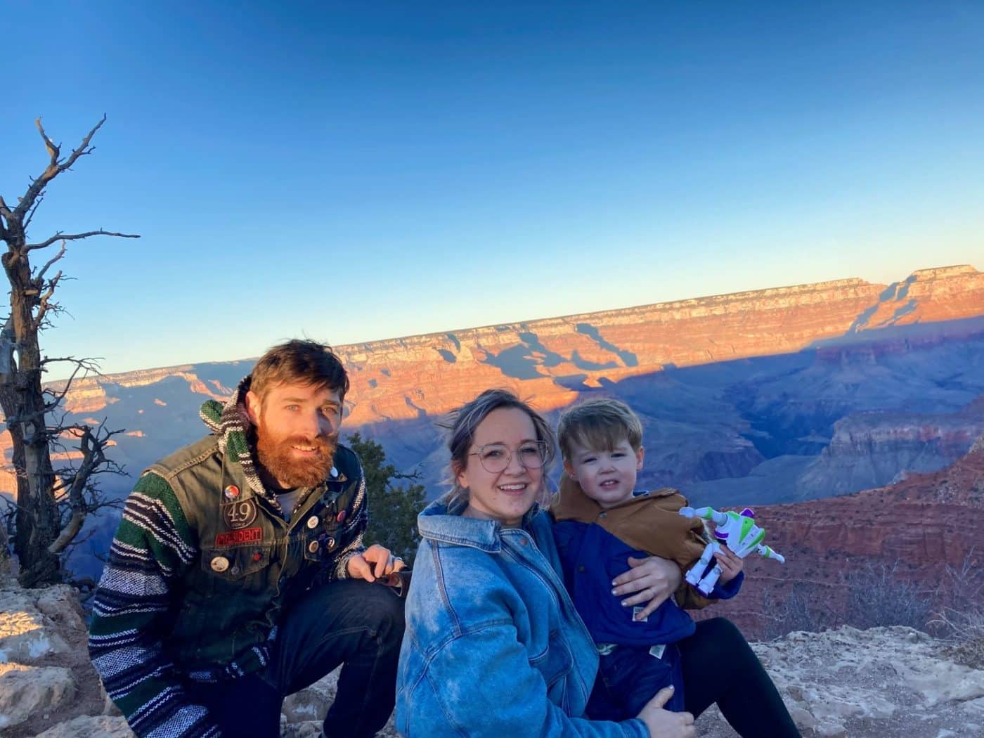 Family photo by the mountains.