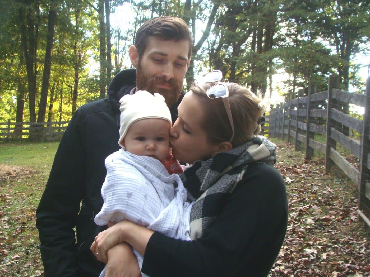 Family photo in the woods.