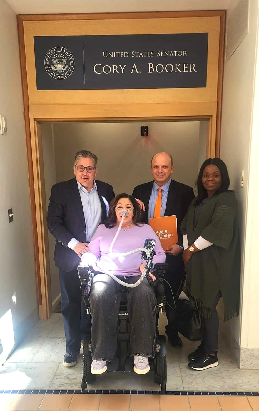 Group photo of ALS advocates in front of United States Senator Cory A. Booker's office.